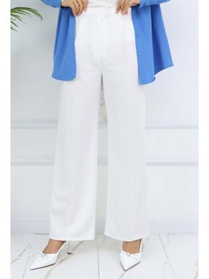 Beyaz Bol Paça Palazzo Pantolon
