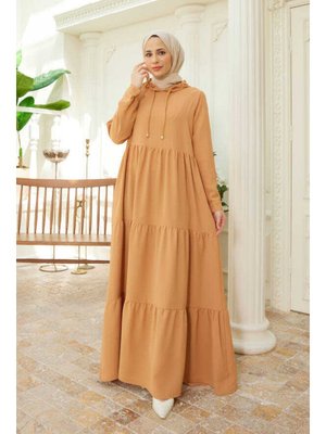 Camel Berlin Kapüşonlu Reglan Kollu Elbise