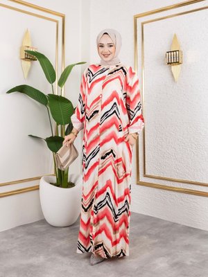 Fuşya Hakim Yaka Ve Önü Düğmeli Yandan Cep Detaylı İle Desenli Dokuma Viskon Battal Elbise Fuşya Hakim Yaka Ve Önü Düğmeli Yandan Cep Detaylı İle Desenli Dokuma Viskon Battal Elbise