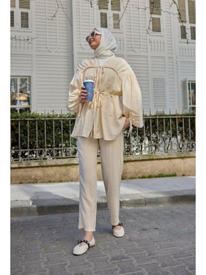 Krem Büzgülü Cupra Tencele Takım Krem Büzgülü Cupra Tencele Takım