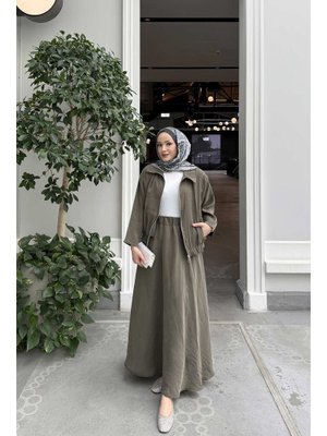 Haki Modal Etekli Takım Haki Modal Etekli Takım