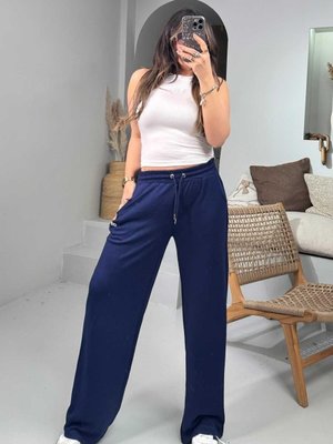 Lacivert Modal Kumaş Silikon Baskı Eşofman Altı