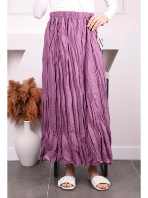 Gül Kurusu Bel Lastikli Kraş Etek Gül Kurusu Bel Lastikli Kraş Etek