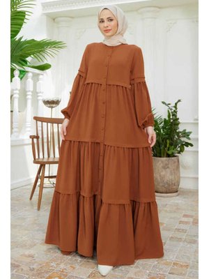 Berlin Düğmeli Büzgülü Ferace Tütün