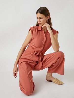 Beli Bağlamalı Kolsuz Tulum