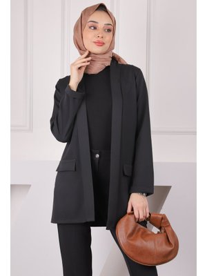 Siyah Şal Yaka Krep Ceket