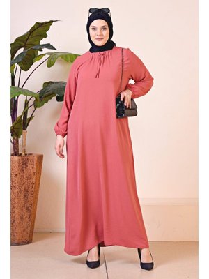 Gül Kurusu Kadin Buyuk Beden Ayrobin Uzun Anne Elbise