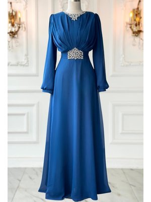 İndigo Faran Abiye Elbise