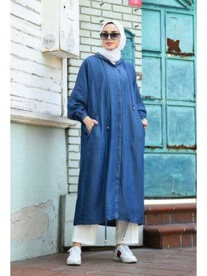 Koyu Mavi Denim Standart Salaş Tunik Koyu Mavi Denim Standart Salaş Tunik