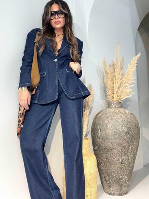 Lacivert Dikiş Detay Palazzo Jean Pantolon