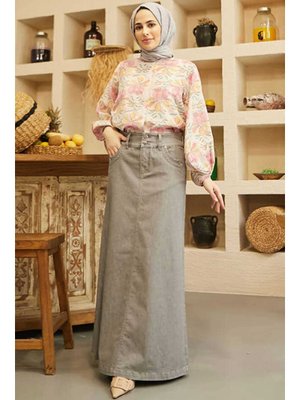 Gri Denim Etek