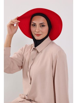 Kırmızı Nijya Boneli Çıkarılabilir Şapkalı Bone Türban,s Siyah Kırmızı Nijya Boneli Çıkarılabilir Şapkalı Bone Türban,s Siyah
