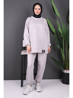 Gri Etiket Detaylı Scuba Takım Gri Etiket Detaylı Scuba Takım