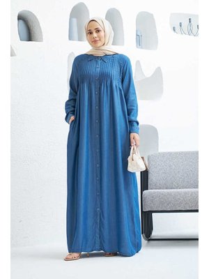 Koyu Mavi Denim Nervürlü Ferace Koyu Mavi Denim Nervürlü Ferace