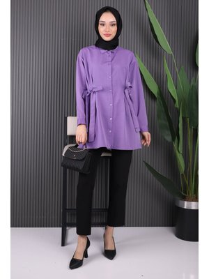 Mor Bel Kuşaklı Tunik