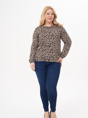 Leopar Büyük Beden Uzun Kol Yazlık Desen Bluz Tunik Gömlek Leopar Büyük Beden Uzun Kol Yazlık Desen Bluz Tunik Gömlek