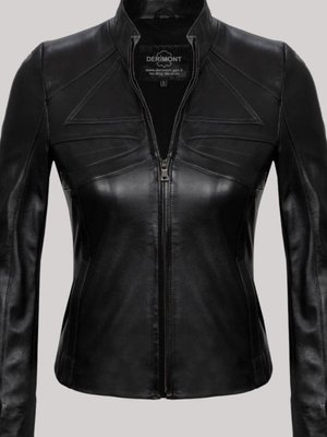 Siyah Hakiki Kuzu Derisi Hakim Yaka Düz Kesim Deri Mont