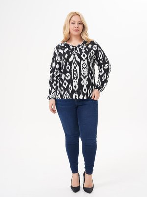 Siyah Büyük Beden Uzun Kol Yazlık Etnik Desen Bluz Tunik Gömlek Siyah Büyük Beden Uzun Kol Yazlık Etnik Desen Bluz Tunik Gömlek