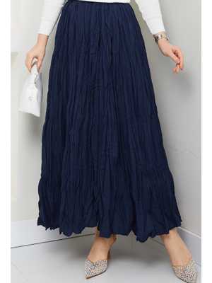 Lacivert Kraşlı Bohem Etek