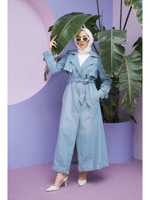 Mavi Allerli Denim Trençkot Mavi Allerli Denim Trençkot