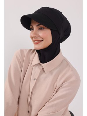 Siyah Nijya Boneli Çıkarılabilir Siperlikli Bone Türban,b Siyah Nijya Boneli Çıkarılabilir Siperlikli Bone Türban,b