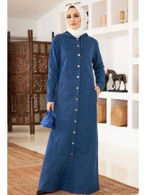 Mavi Denim Kapşonlu Ferace Mavi Denim Kapşonlu Ferace