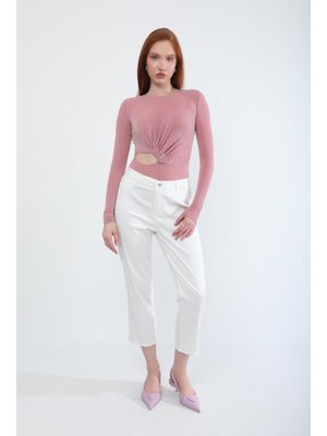Beyaz Likralı Esnek Slim Fit Pantolon