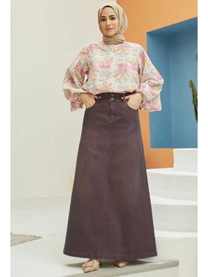Bordo Denim Klasik Etek Bordo Denim Klasik Etek