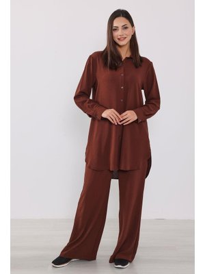 Kahverengi Rahat Ve Şık Günlük Aerobin Takım,tk