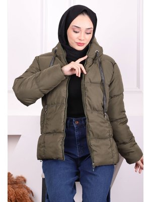 Haki Kapüşonlu Cepli Şişme Mont Haki Kapüşonlu Cepli Şişme Mont