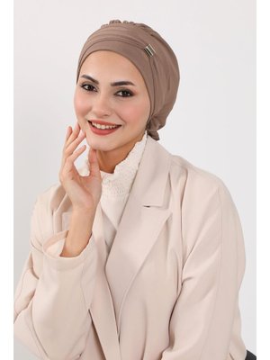 Çikolata Aksesuarlı Aerobin Kumaş Hazır Türban,ht Çikolata Aksesuarlı Aerobin Kumaş Hazır Türban,ht