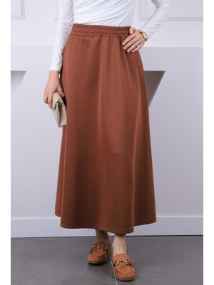 Kahverengi Bel Lastikli Scuba Kloş Etek