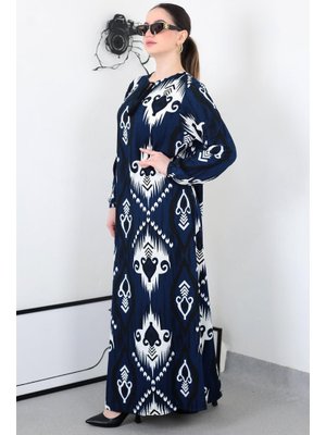 Lacivert Boho Püsküllü Battal