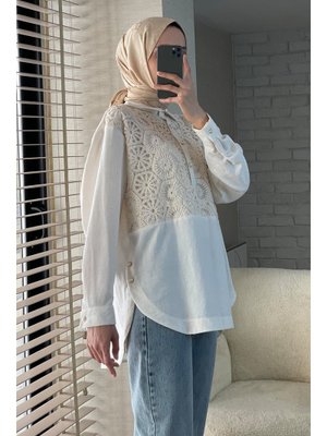 Bej Önü Dantel Detaylı Tunik Bej Önü Dantel Detaylı Tunik