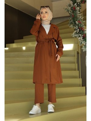 Kahverengi Ay Parça Detaylı Takım