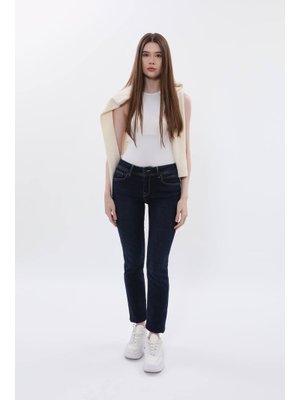 Likralı Lacivert Düz Jean Pantolon
