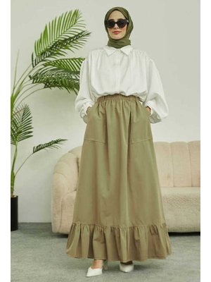 Haki Parça Boya Lastikli Etek
