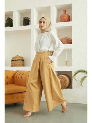 Bej Denim Parça Boya Pantolon Etek Bej Denim Parça Boya Pantolon Etek