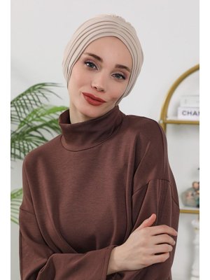 13o Bej Dört Mevsim Kullanıma Uygun Mihrace Pileli Bone,b 13o Bej Dört Mevsim Kullanıma Uygun Mihrace Pileli Bone,b