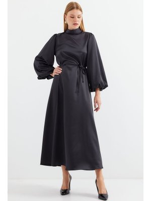 Siyah Saten Abiye Elbise