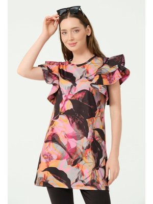 Feyora Desenli Yarım Kol Yarı Kaplı Mao