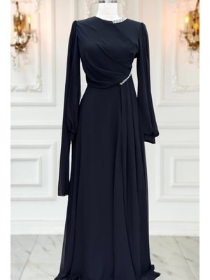 Siyah Feza Abiye Elbise