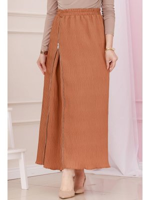 Taba Beli Lastikli Yanı Fermuar Detaylı Etek Taba Beli Lastikli Yanı Fermuar Detaylı Etek