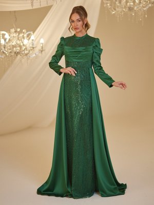 Zümrüt Yeşili Firdevs Abiye Elbise