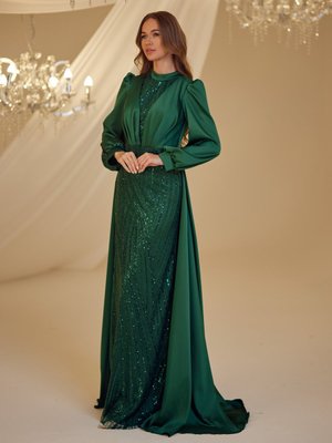 Zümrüt Yeşili Karya Abiye Elbise