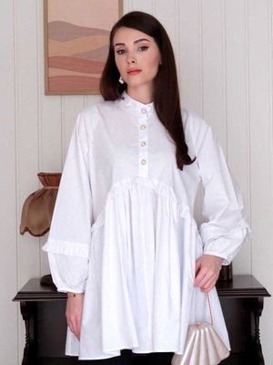 Beyaz İnci Detaylı Robalı Tunik