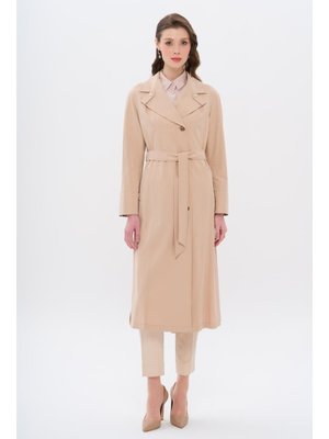 Bej Leopar Desen Detaylı Yarım Astarlı Trençkot