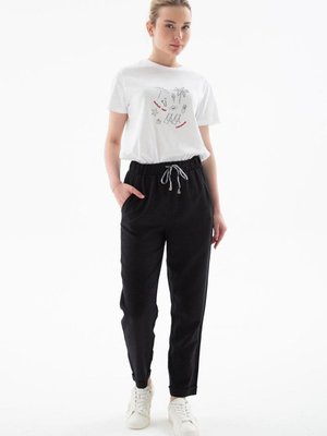 Siyah Beli Lastikli Pantolon