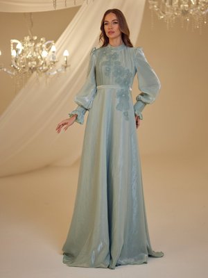 Su Yeşili Nil Abiye Elbise