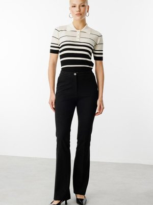 Siyah Beli Lastikli Bol Paça Pantolon